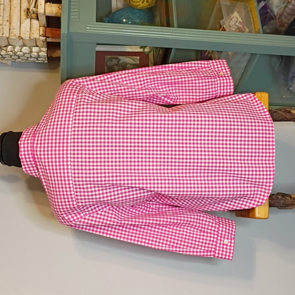Evan Picone Women's s Pink Checkered Button Down Shirt m - Picture 4 of 10
